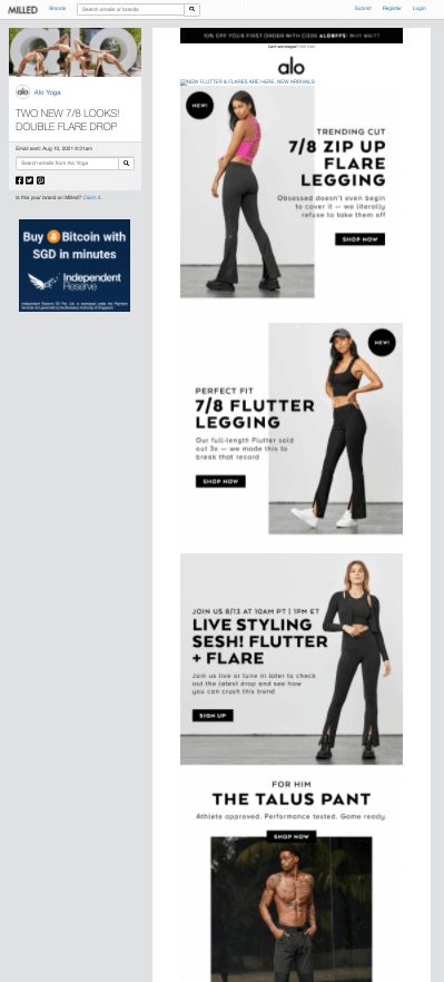 alo-yoga-email-layout-milled-competitor-analysis-tool