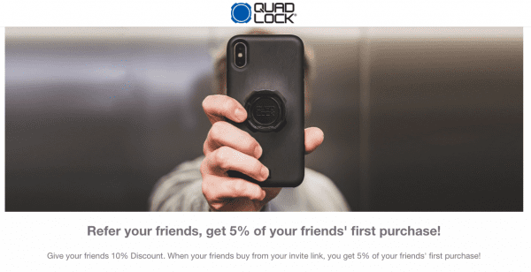 quad lock referral program sports outdoor goods shopify referral examples referralcandy