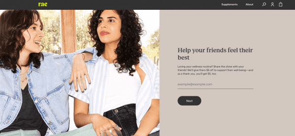 rae wellness referral nutrition health supplements shopify referral examples referralcandy
