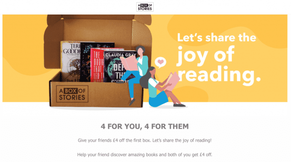 a box of stories referral program books shopify referral examples referralcandy
