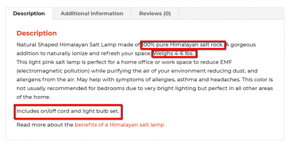 Product description example 1