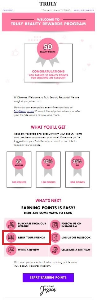 Truly Beauty Referral Email Campaign 1