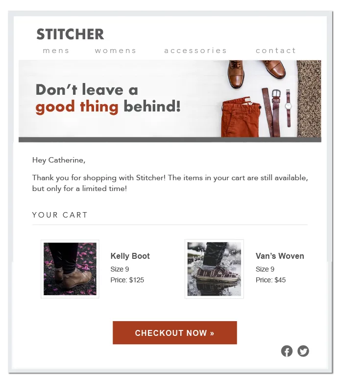 cart abandonment email