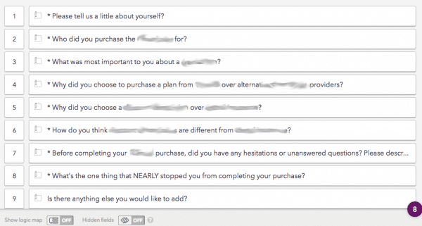 ecommerce conversion rate optimisation user research - CRO customer survey template