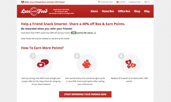 Love with Food referral page