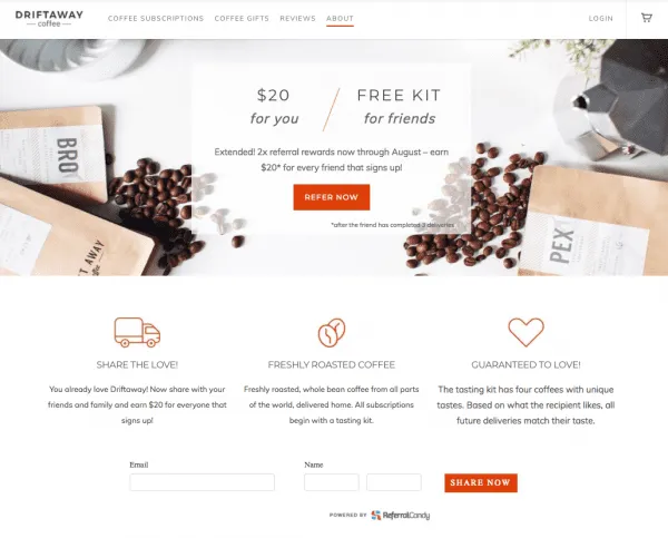 Best WooCommerce Referral Program: Driftaway