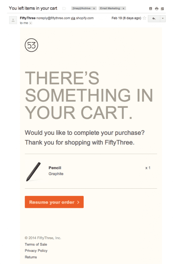 left items in cart