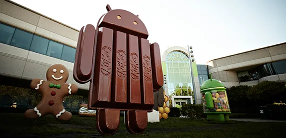 kit kat android - kitkat statue at android HQ engineers love kitkat