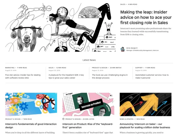 best marketing blogs - inside intercom blog intercom.io and library