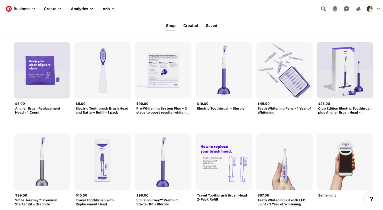 Pinterest feed example