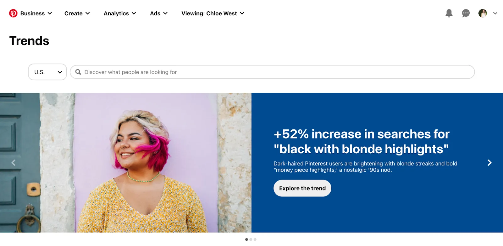 Pinterest Trends home page
