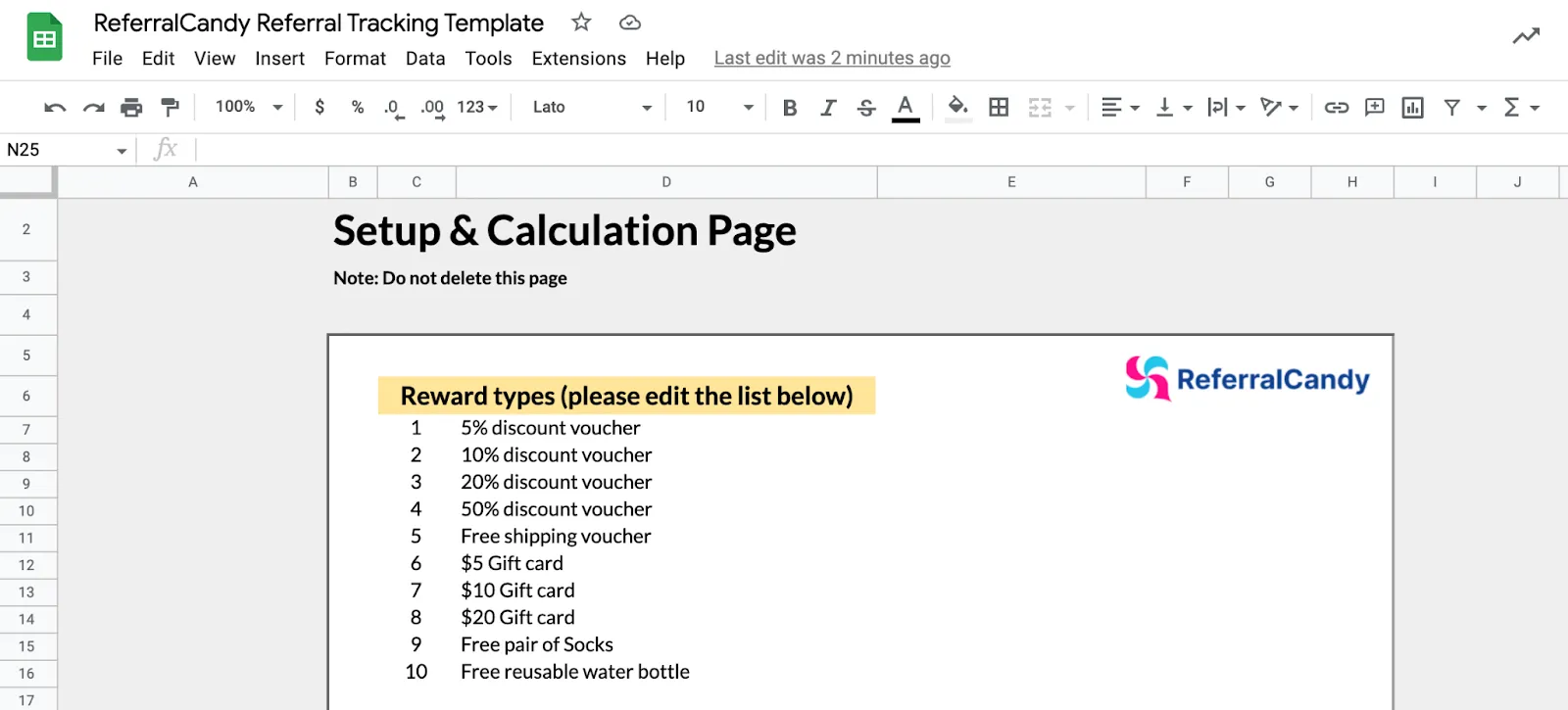 ReferralCandy referral tracking sheet