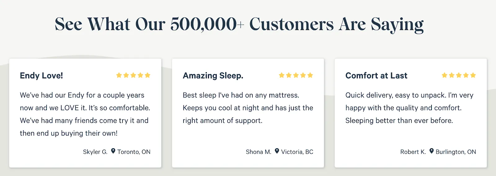 Endy social proof example from home page