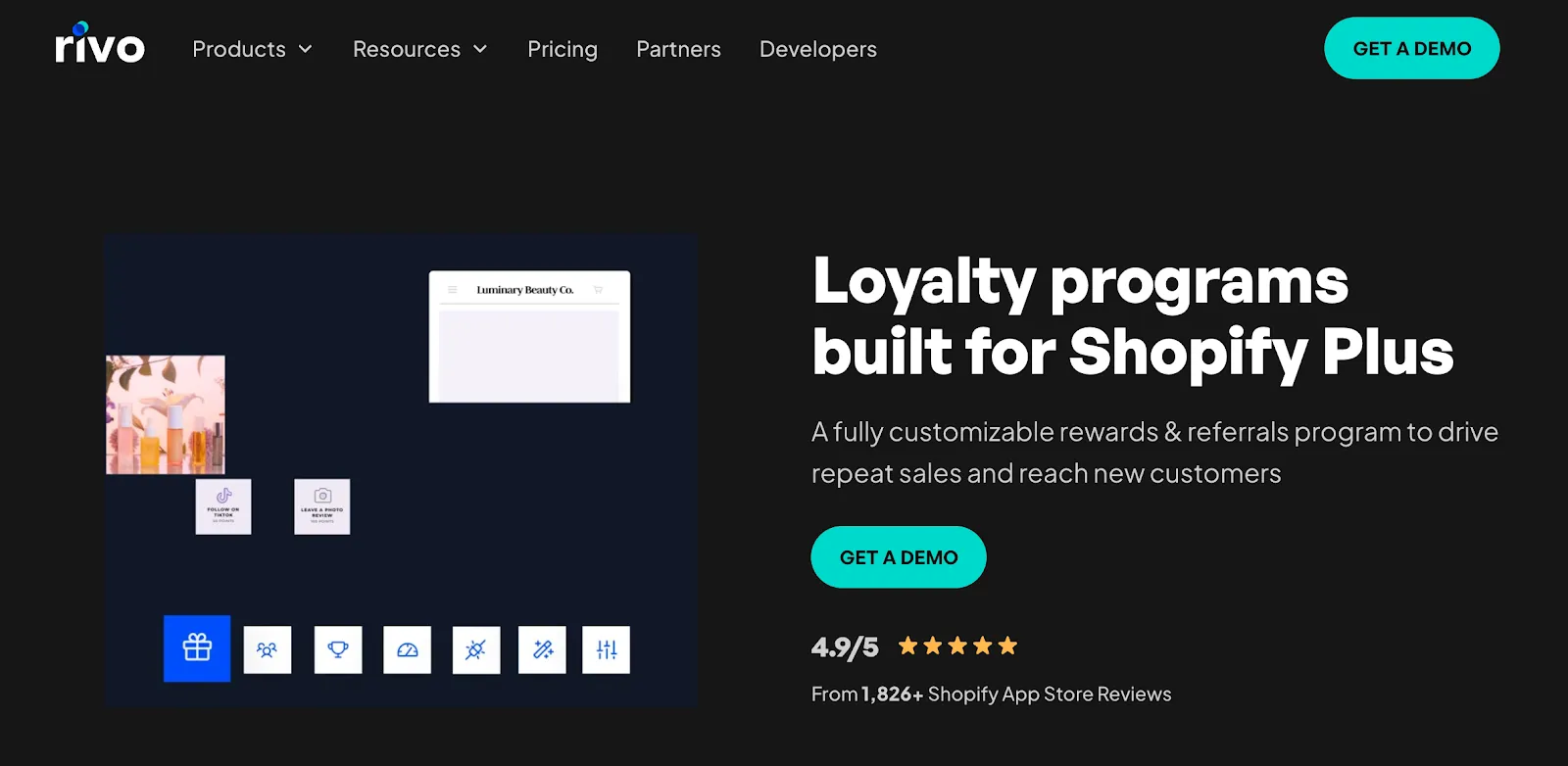 Home page of referral marketing software called Rivo