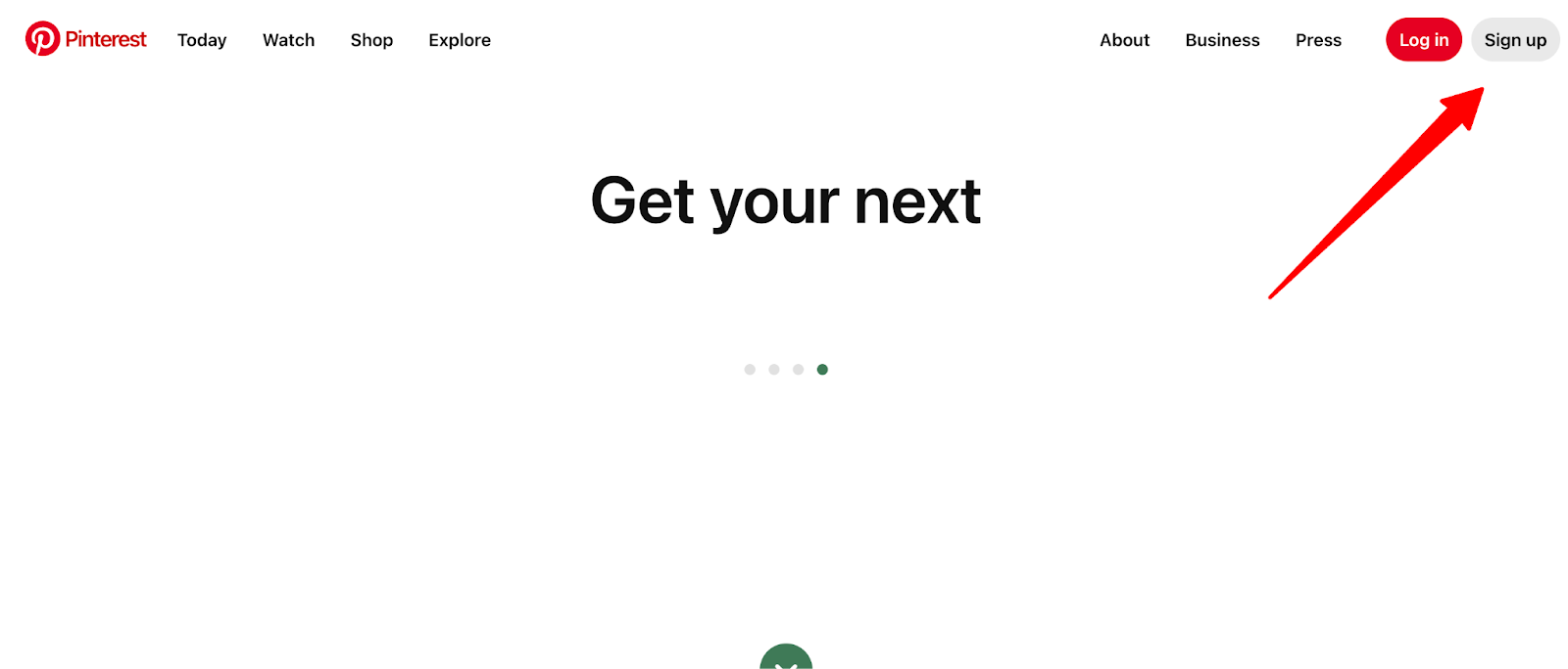 Pinterest home page