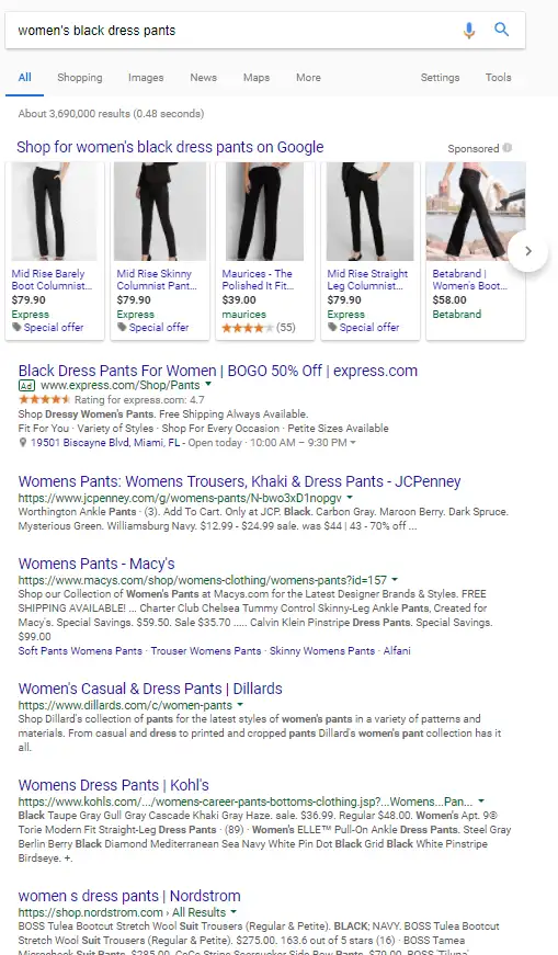 Google search example