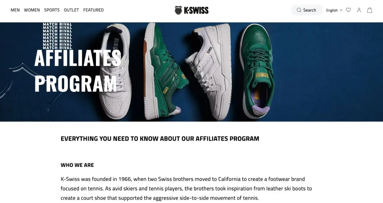 K-Swiss affiliate program