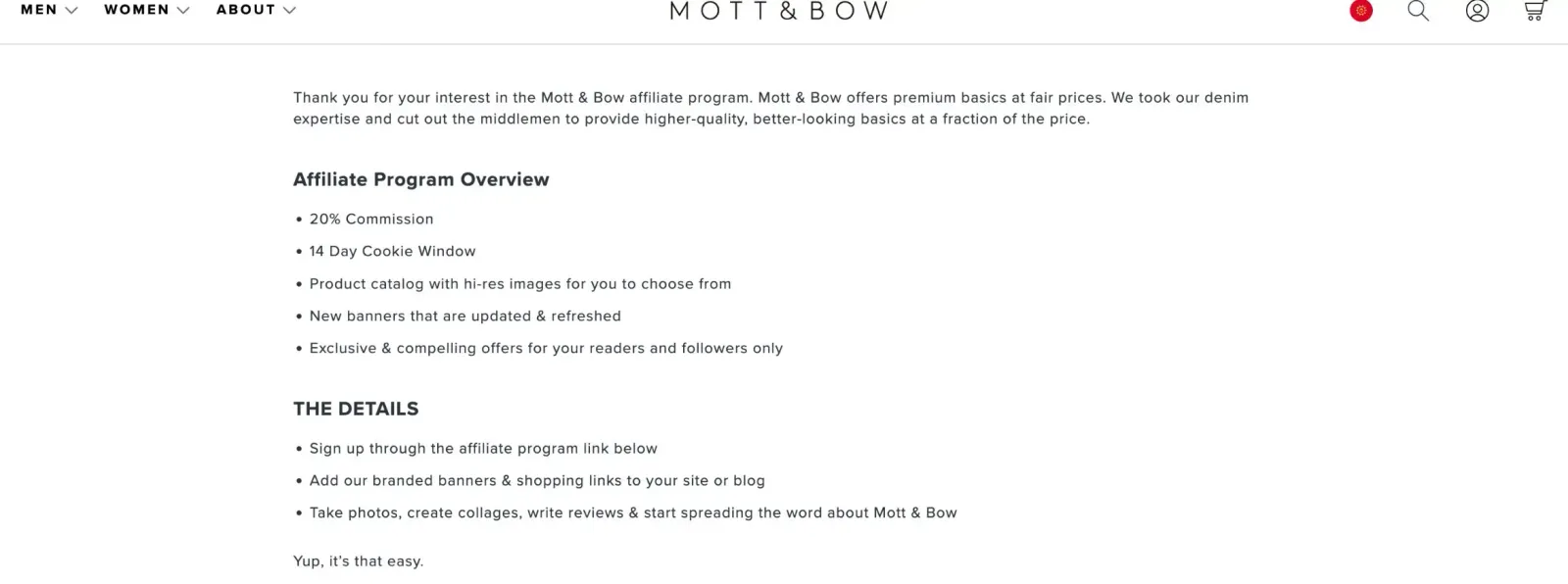 Mott & Bow affiliate program