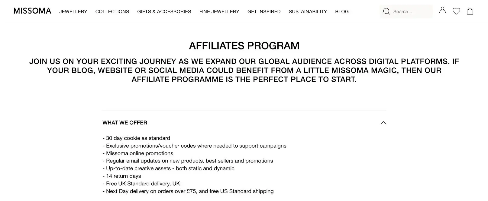 Missoma affiliate program