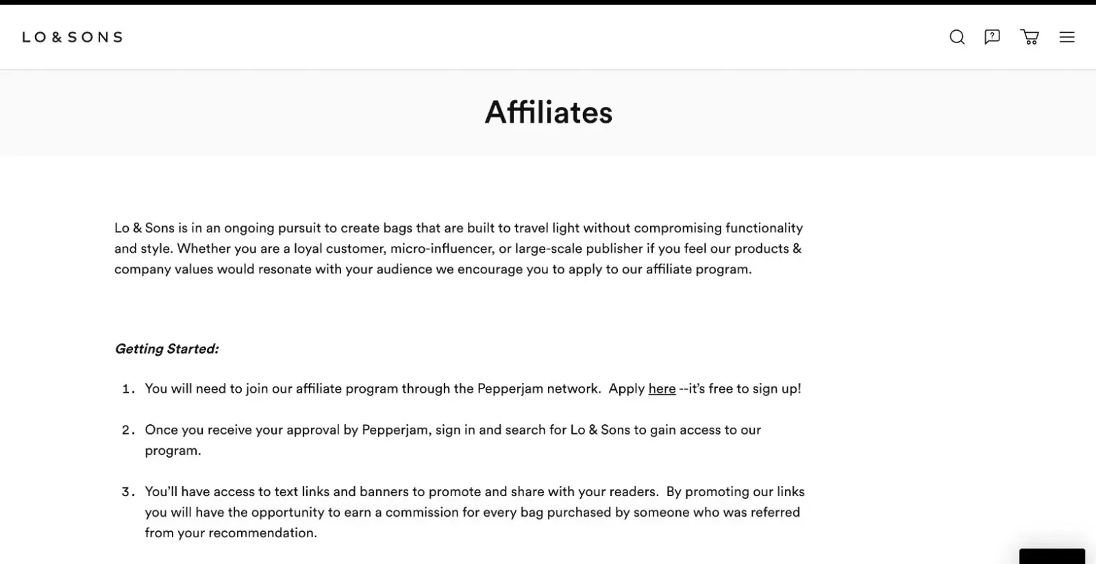 Lo & Sons affiliate program
