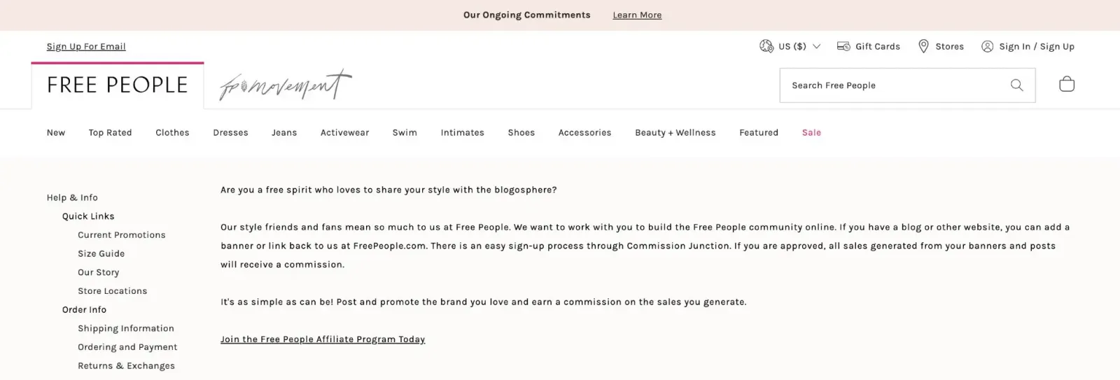 Free People referral program