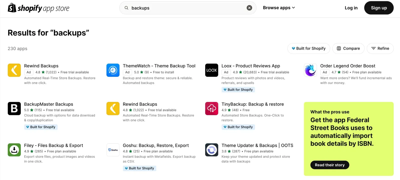 Shopify backup apps