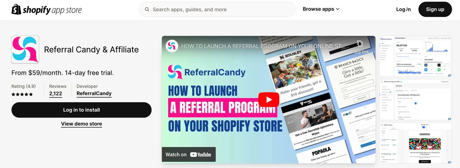 ReferralCandy Shopify app store
