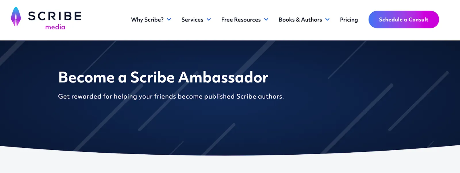 Scribe become an ambassador page