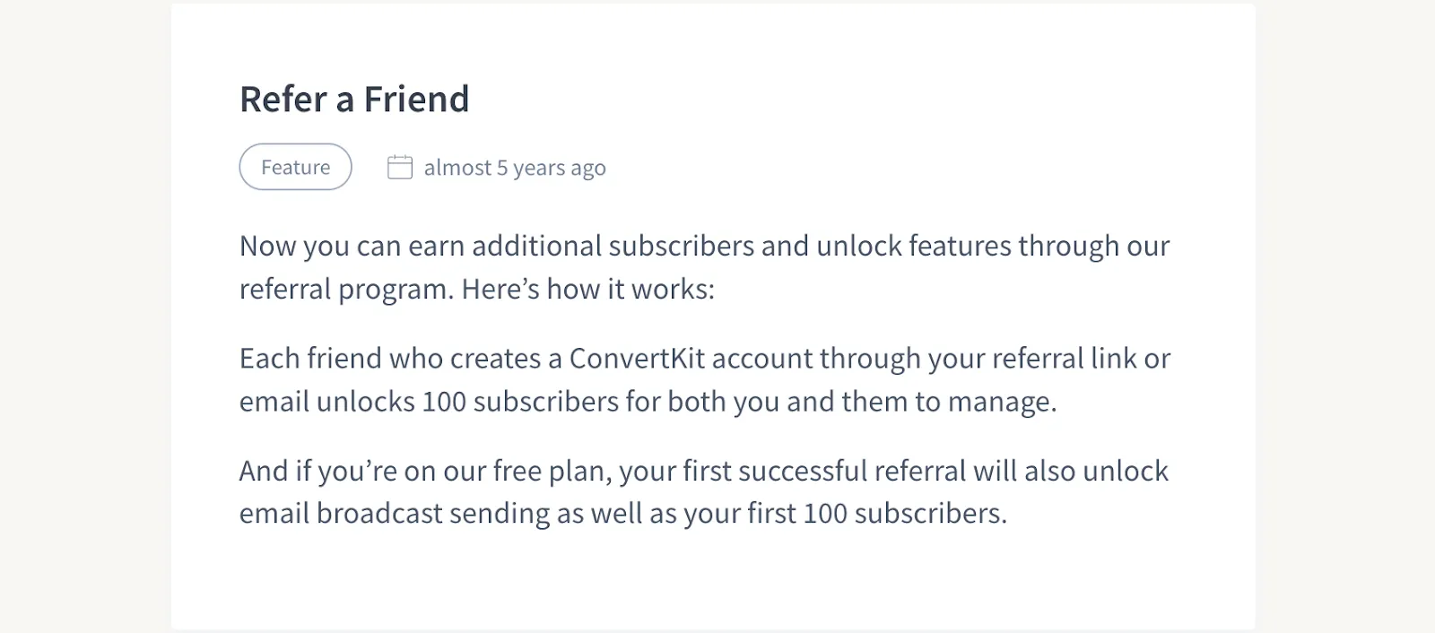 A screenshot of refer a friend page