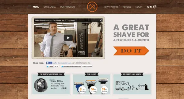 Dollar Shave Club home page