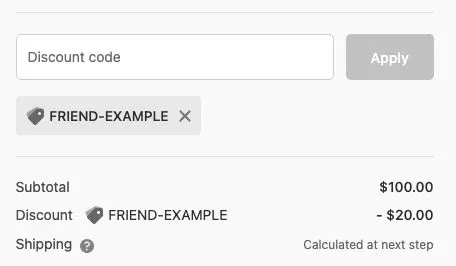 Referral code coupon