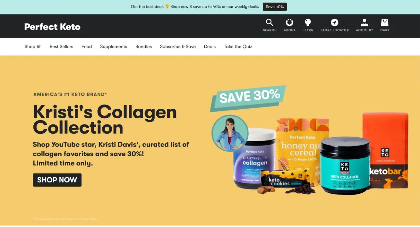 Perfect Keto home page