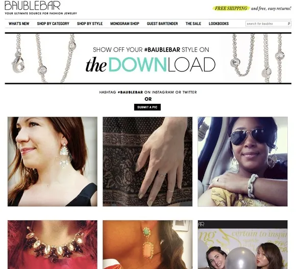 User Generated Content on Baublebar ecommerce store