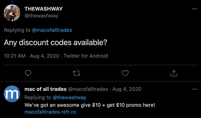 mac of all trades referralcandy case study social tweet reply