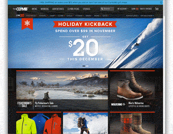 The Clymb Homepage Scrolling