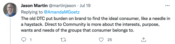 Jason Martin's Tweet on DTC