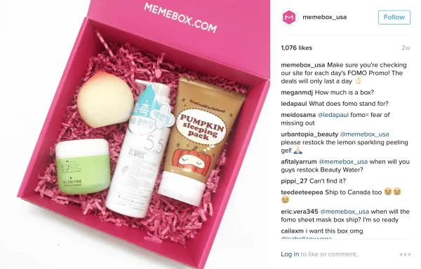memebox instagram FOMO