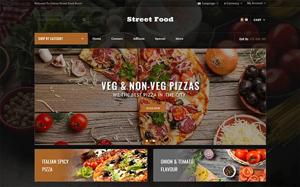 ecommerce templates referralcandy - Street Food Store OpenCart Template