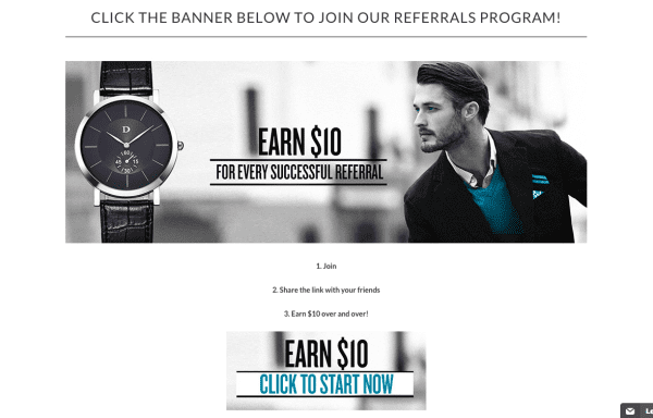 Dappertime referral program page ReferralCandy
