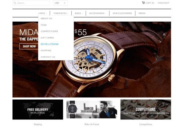 Dappertime homepage referral program CTA ReferralCandy