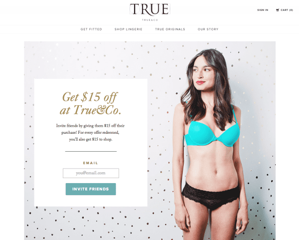 True&Co Referral page