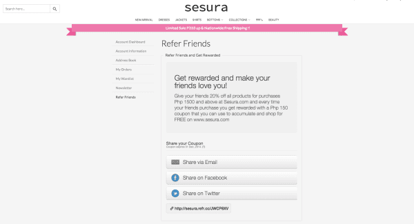 Sesura Referral page