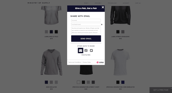 MoS Referral pop-up