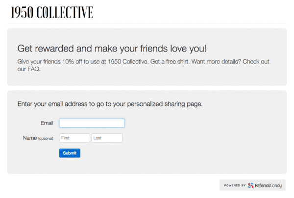 1950 Collective Referral Program Page ReferralCandy