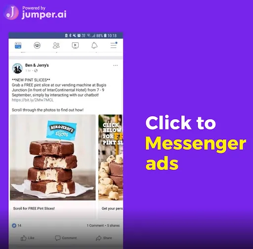 ben jerry sample launch pint slices promotion facebook - social commerce ecommerce