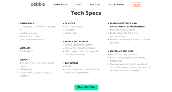 Pebble tech specs Credibility ReferralCandy