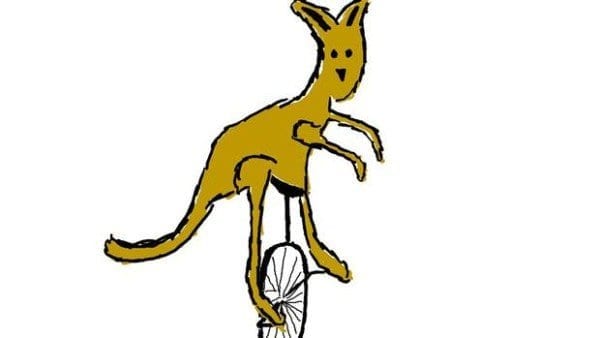 Kangaroo unicycle Facebook drawing