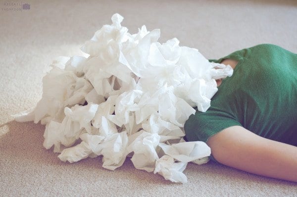 head full of kleenex