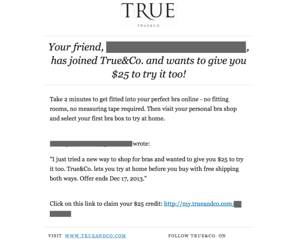 True&Co refer-ee email