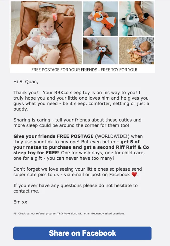 Riff Raff & Co referral email